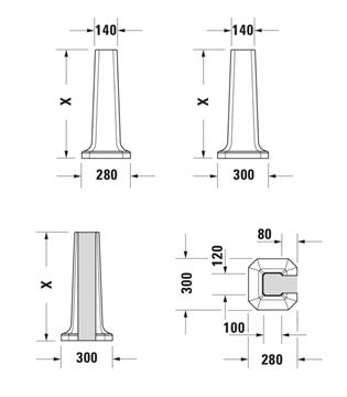 DURAVIT 1930 stĺp pre umývadlo  0857900000 Technický nákres