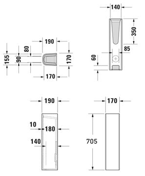 DURAVIT D-CODE stĺp pre umývadlo 08632700002 Technický nákres