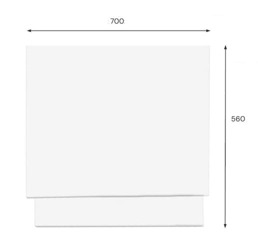 JIKA LYRA PLUS bočný panel k vani 70x56 cm  H2968360000001 Technický nákres