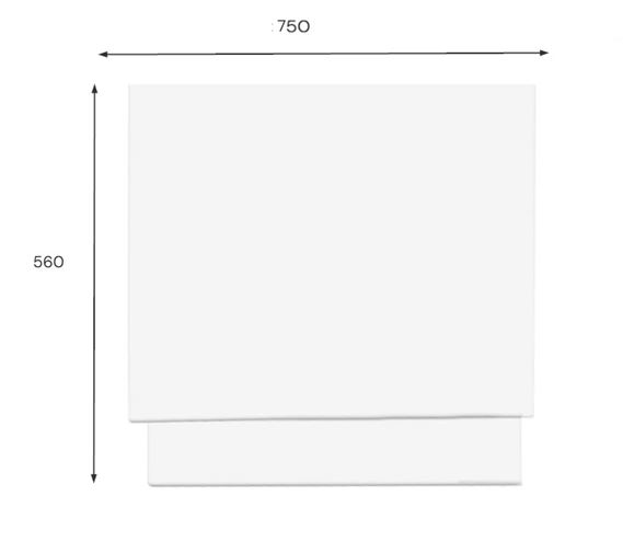 JIKA LYRA PLUS bočný panel k vani 75x56 cm  H2968370000001 Technický nákres