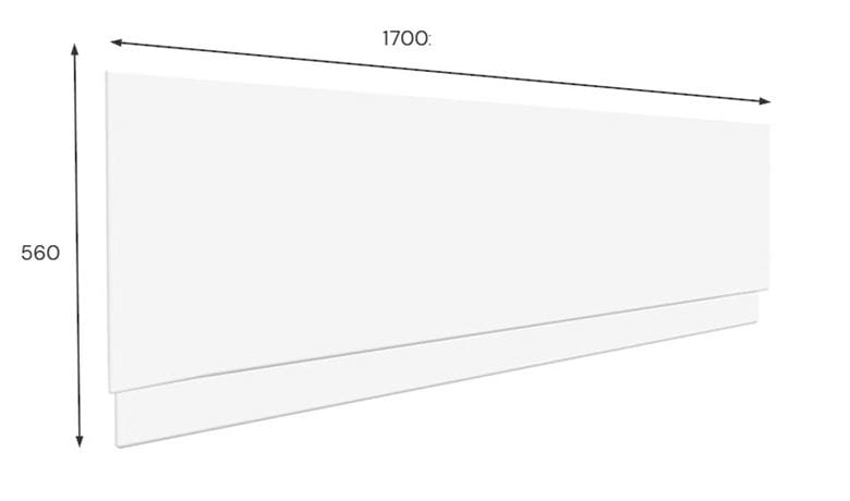 JIKA LYRA PLUS čelný panel k vani 170x56 cm   H2968320000001 Technický nákres