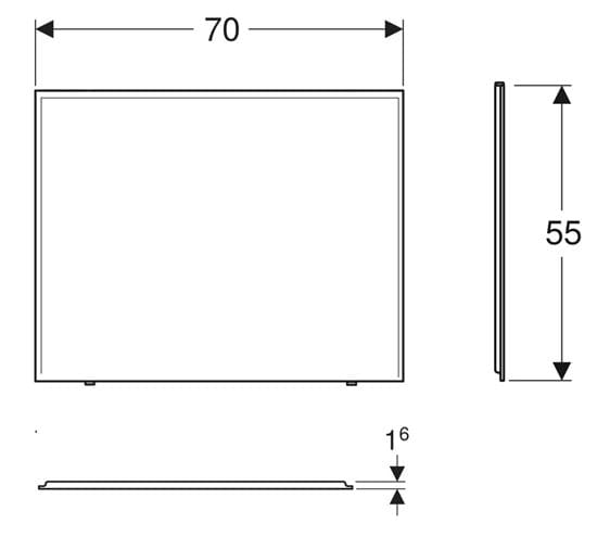 KOLO UNI 2 bočný panel k vani 70x55 cm  PWP2373000 Technický nákres