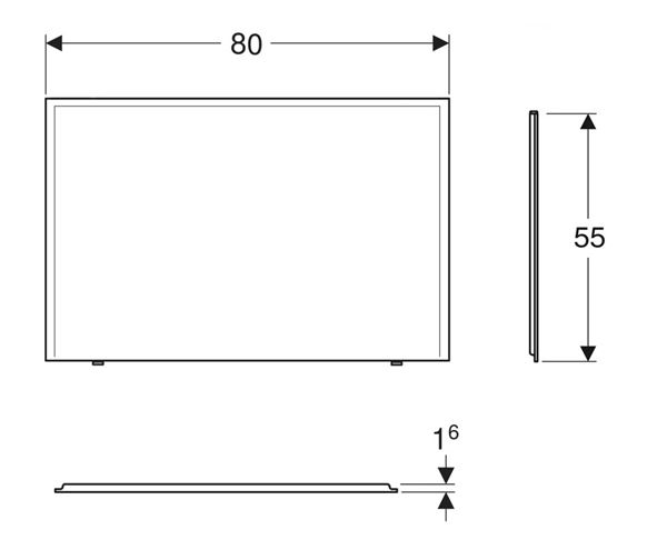KOLO UNI 2 bočný panel k vani 80x55 cm  PWP2383000 Technický nákres