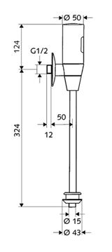 SCHELL SCHELLTRONIC senzorový splachovač pisoáru, nástenný, napájanie z batérie 011150699 Technický nákres