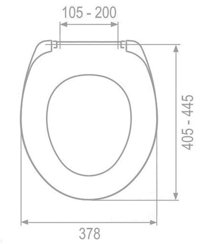 MKW UNIBASIC WC sedátko, SlowClose , biela S555V010 Technický nákres