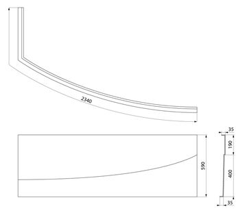 POLYSAN EVIA R čelný panel k vani 170x59 cm, pravý 22813 Technický nákres