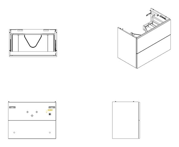 VITRA METROPOLE PURE skrinka pod umývadlo 78x60x45 cm, 2 zásuvky, Push-open, s osvetlením, lesklá biela 67421 Obrázek - fotka