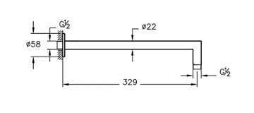VITRA sprchové rameno 340 mm, nástenné, kartáčovaný nikel A4263134 Technický nákres