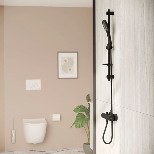 VITRA ORIGIN vaňová nástenná batéria, s prepínačom, matná čierna A4261936WTC Obrázek - fotka