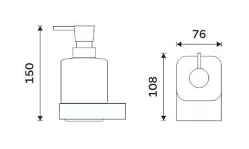 NIMCO NIKAU dávkovač tekutého mydla 320 ml, nástenný, keramika, čierna/biela NKC 30031K-T-90 Technický nákres