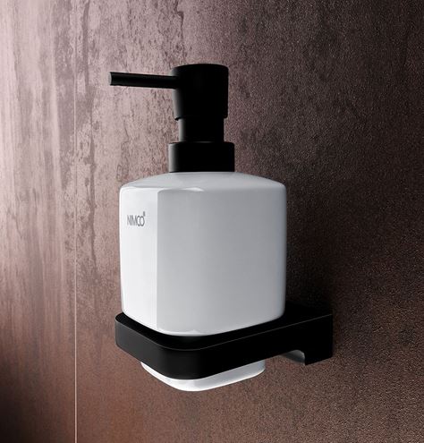 NIMCO MAYA dávkovač tekutého mydla 320 ml, nástenný, keramika, čierna/biela MAC 29031K-T-90 Obrázek - fotka