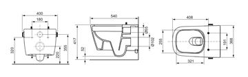 TECE NEO sprchovacie WC, Rimless, CeraClean 9700205 Technický nákres