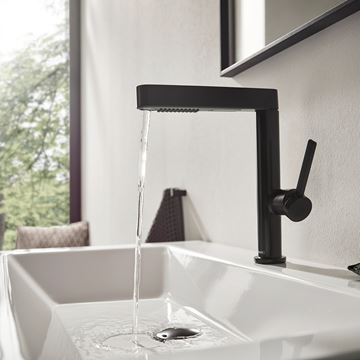 HANSGROHE FINORIS umývadlová stojanková batéria, s vyťahovacou sprškou a odtokovou súpravou, EcoSmart, matná čierna 76063670 Obrázek - fotka