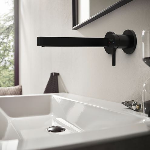 HANSGROHE FINORIS umývadlová podomietková batéria, s odtokovou súpravou, EcoSmart, matná čierna 76050670 Obrázek - fotka