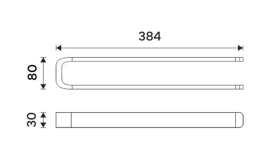 NIMCO NIKAU držiak uterákov 384 mm, dvojramenný, čierna NKC 30098-90 Technický nákres