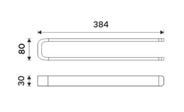 NIMCO NIKAU držiak uterákov 384 mm, dvojramenný, čierna NKC 30098-90 Technický nákres