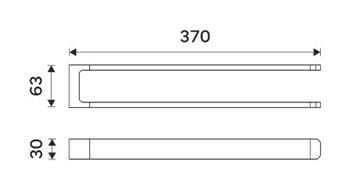 NIMCO MAYA držiak uterákov 370 mm, dvojramenný, čierna MAC 29098-90 Technický nákres