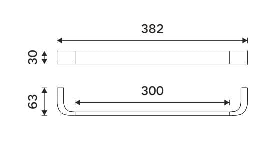NIMCO NIKAU držiak uteráka 382 mm, chróm NK 30035-26 Technický nákres