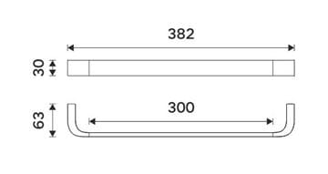 NIMCO NIKAU držiak uteráka 382 mm, chróm NK 30035-26 Technický nákres