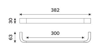 NIMCO NIKAU držiak uteráka 382 mm, čierna NKC 30035-90 Technický nákres