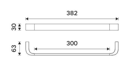 NIMCO NIKAU držiak uteráka 382 mm, čierna NKC 30035-90 Technický nákres