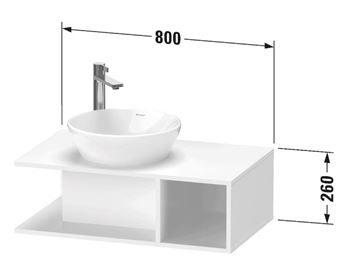 DURAVIT D-NEO skrinka pod umývadlo 80x48x26 cm, 1 polica, White matt DE491801818 Technický nákres