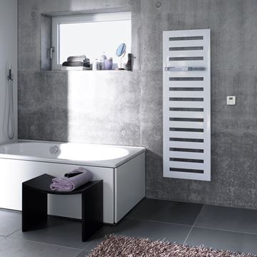 ZEHNDER METROPOLITAN BAR dizajnový radiátor 1500/500, elektrický, s vykurovacou tyčou, biela RAL9016 MEPE-150-050/GD Obrázek - fotka