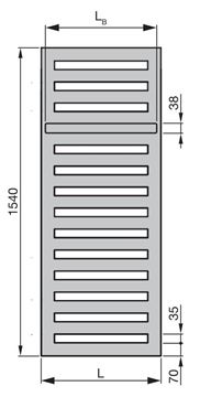 ZEHNDER METROPOLITAN BAR dizajnový radiátor 1500/500, elektrický, s vykurovacou tyčou, biela RAL9016 MEPE-150-050/GD Technický nákres