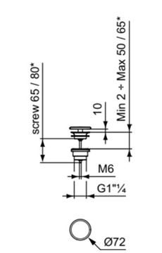 IDEAL STANDARD umývadlová výpusť, neuzatvárateľná, biela E211401 Technický nákres
