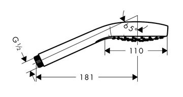 HANSGROHE CROMA E 1JET ručná sprcha, priemer. 110 mm, leštené zlato 26814990 Technický nákres