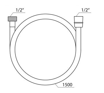 RAVAK SATINFLEX 913.00 sprchová hadica 1500 mm, hladká, EasyTwist, plast, brúsené ružové zlato X07P707 Technický nákres