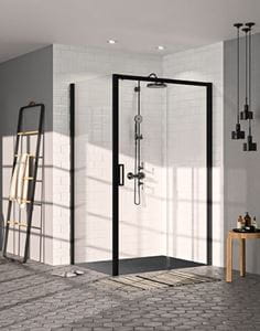 HÜPPE CLASSICS 2 EASY ENTRY BLACK EDITION sprchové dvere 120x200 cm, posuvné, pravé, matná čierna / sklo číre