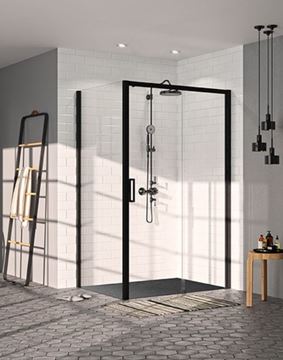 HÜPPE CLASSICS 2 EASY ENTRY BLACK EDITION sprchové dvere 120x200 cm, posuvné, pravé, matná čierna / sklo číre