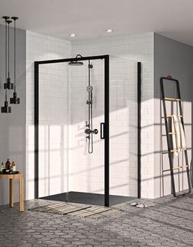 HÜPPE CLASSICS 2 EASY ENTRY BLACK EDITION sprchové dvere 120x200 cm, posuvné, ľavé, matná čierna / sklo číre