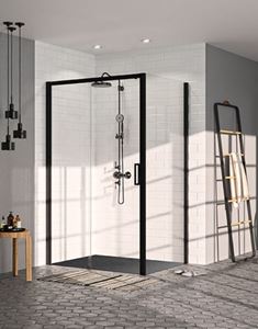 HÜPPE CLASSICS 2 EASY ENTRY BLACK EDITION sprchové dvere 120x200 cm, posuvné, ľavé, matná čierna / sklo číre
