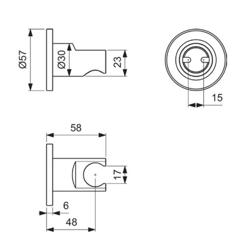 IDEAL STANDARD IDEALRAIN nástenný držiak, matná čierna  BC806XG Technický nákres
