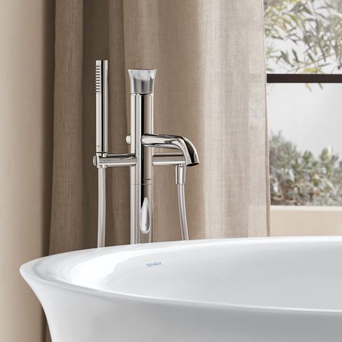 DURAVIT WHITE TULIP vaňová batéria na podlahu, so sprchovou súpravou, chróm WT5250000010 Obrázek - fotka
