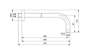 IDEAL STANDARD IDEALRAIN sprchové rameno 400 mm, nástenné, matná čierna  B9445XG Technický nákres