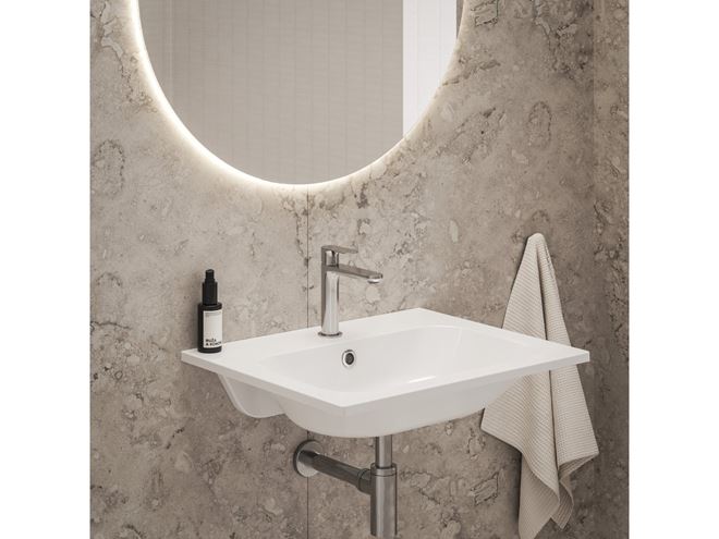 RAVAK CHROME SLIM umývadlo 70 cm, s otvorom pre batériu a prepadom, liaty mramor XJG01170001 Obrázek - fotka