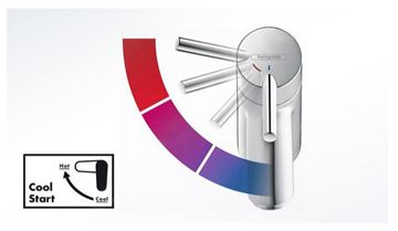 AXOR ONE umývadlová stojanková batéria, s odtokovou súpravou, CoolStart, EcoSmart, chróm 48010000 Obrázek - fotka
