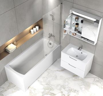 RAVAK CLASSIC II zrkadlová skrinka 80x76x14 cm, osvetlenie, MDF, lesklá biela X000001471 Obrázek - fotka