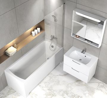 RAVAK CLASSIC II zrkadlová skrinka 80x76x14 cm, osvetlenie, MDF, lesklá biela X000001471 Obrázek - fotka