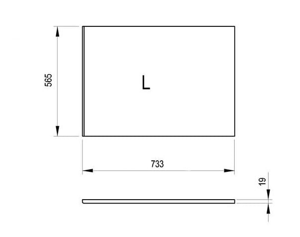 RAVAK bočný panel k vani 73,3x56,5 cm, ľavý X000001697 Technický nákres