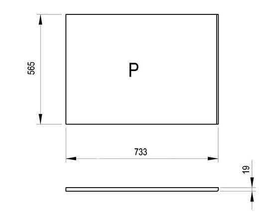 RAVAK bočný panel k vani 73,3x56,5 cm, pravý X000001698 Technický nákres
