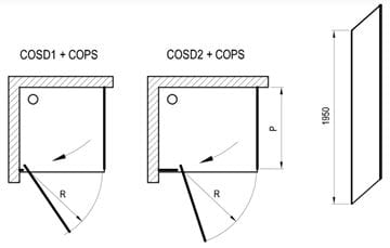 RAVAK COOL 80 bočná stena 80x195 cm, lesklý chróm/číre sklo X9VV40A00Z1 Technický nákres