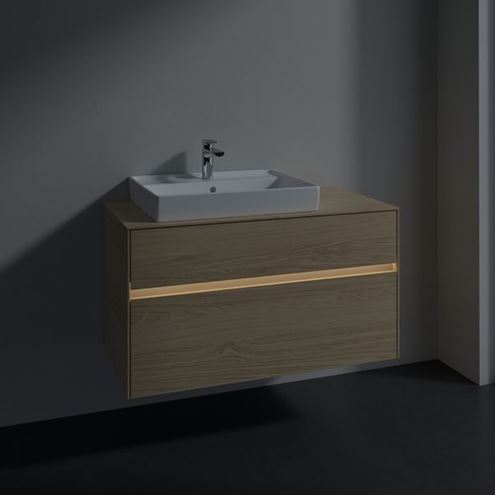 VILLEROY & BOCH COLLARO skrinka pod umývadlo 100x50x54,8 cm, 2 zásuvky, s osvetlením, Nordic Oak C017B0VJ Obrázek - fotka