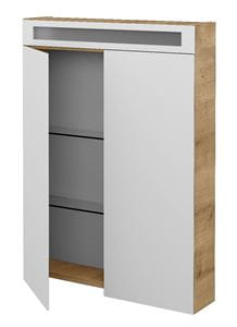 DŘEVOJAS AIR GA2OE 60 zrkadlová skrinka 60x82x13,8 cm, osvetlenie, s vypínačom a el. zásuvkou, MDF, arlington