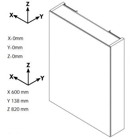 DŘEVOJAS AIR GA2OE 60 zrkadlová skrinka 60x82x13,8 cm, osvetlenie, s vypínačom a el. zásuvkou, MDF, arlington 112134 Technický nákres