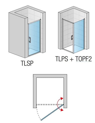 RONAL TOP-LINE S TLSP sprchové dvere 90x200 cm, lietacie, aluchróm/číre sklo TLSP 090 50 07 Technický nákres