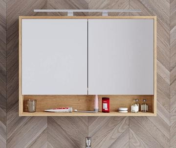 DŘEVOJAS ASTON GAOE 60 zrkadlová skrinka 60x15x70 cm, osvetlenie, s vypínačom a el. zásuvkou, pánty vľavo, MDF, arlington 283223 Obrázek - fotka